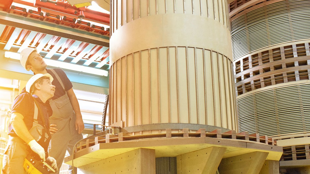 Worker in transformer manufacturing