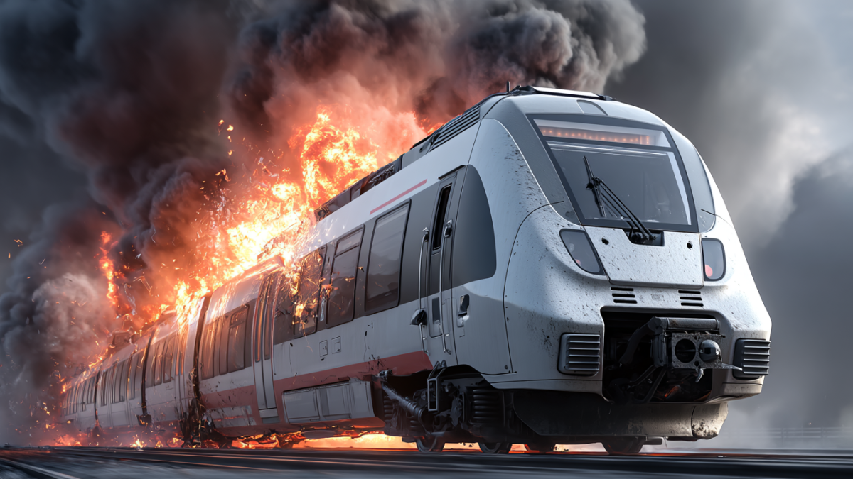 Passenger Train On Fire