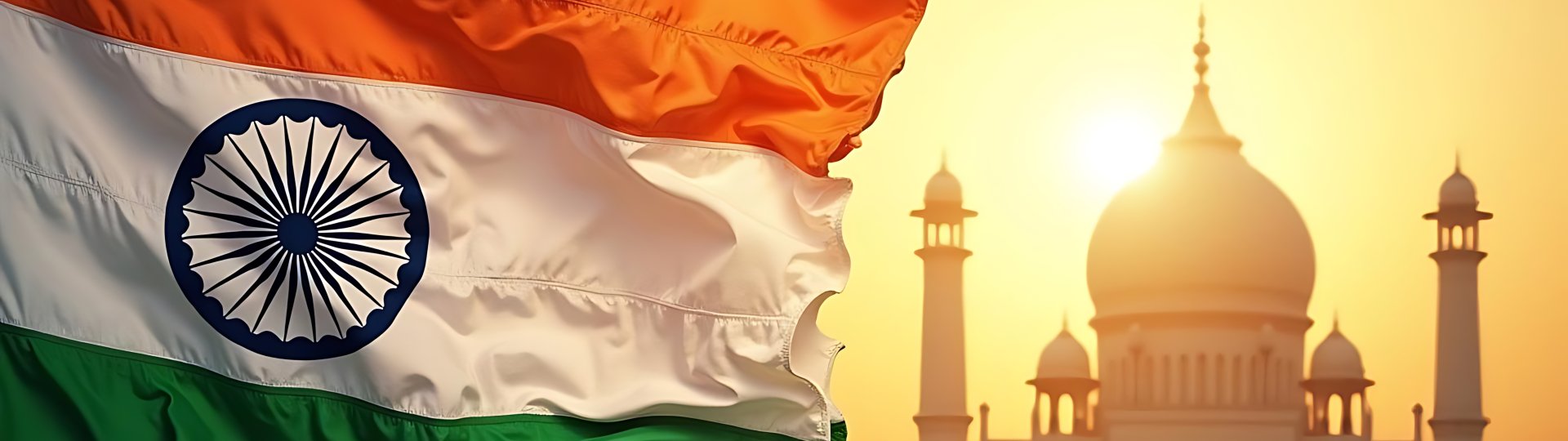 Indian flag in front of the Taj Mahal